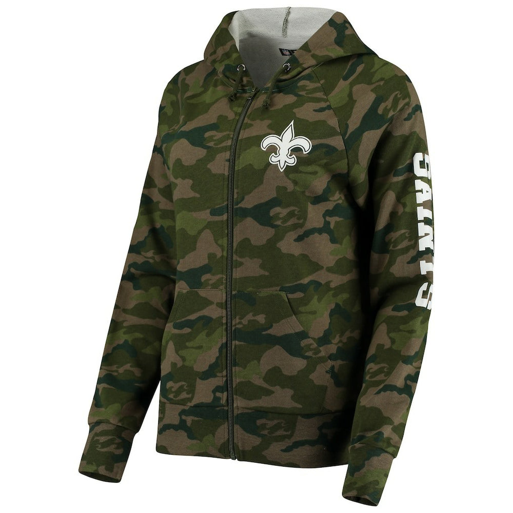 New Orleans Saints New Era Women's Raglan Full-Zip Hoodie - Camo sale