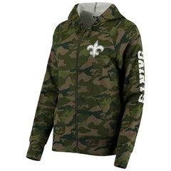 New Orleans Saints New Era Women's Raglan Full-Zip Hoodie - Camo sale