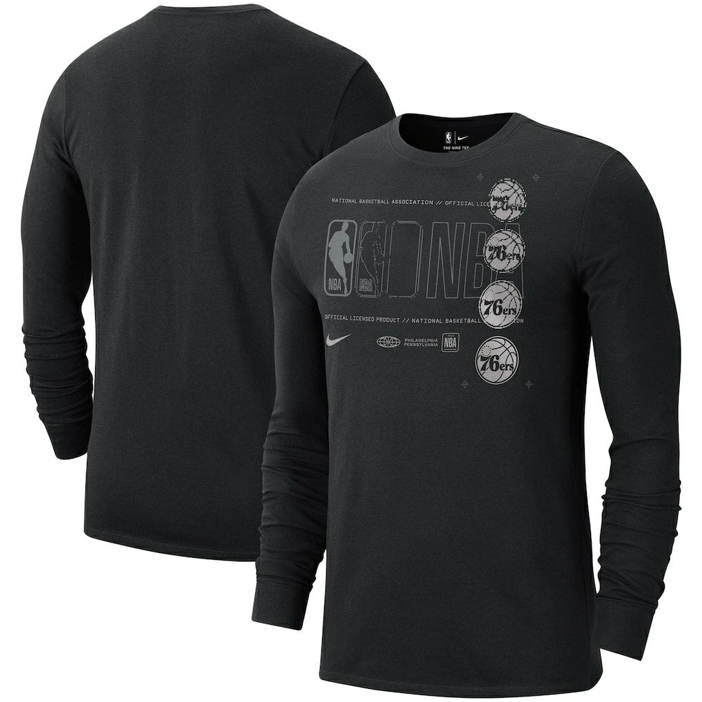 Philadelphia 76ers Courtside Chrome Long Sleeve T-Shirt - Black | Nike for sale