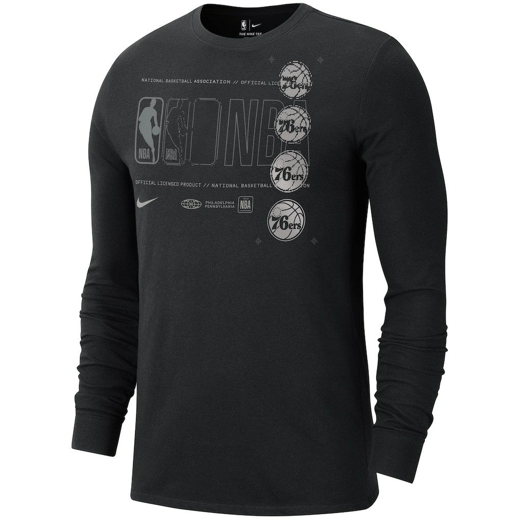 Philadelphia 76ers Courtside Chrome Long Sleeve T-Shirt - Black | Nike for sale