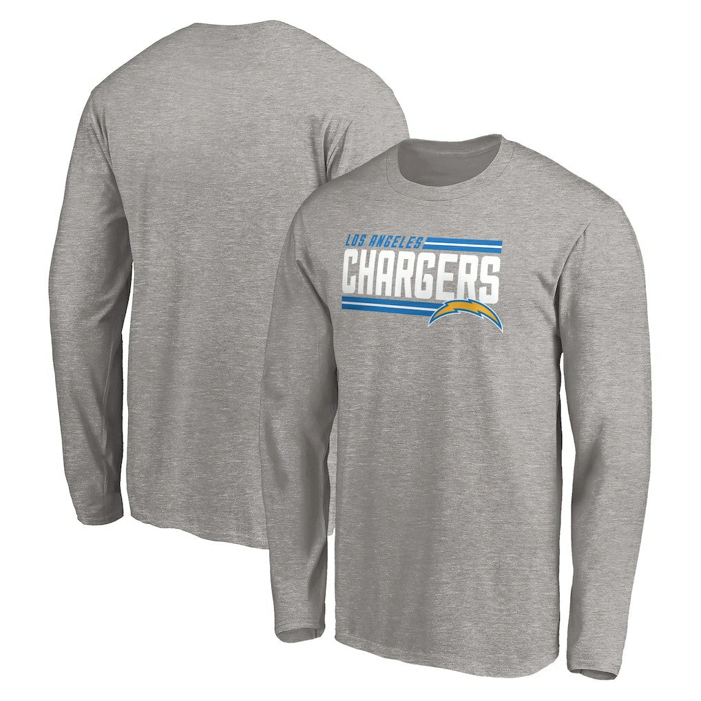 Los Angeles Chargers On Side Stripe Long Sleeve T-Shirt - Heathered Gray discount