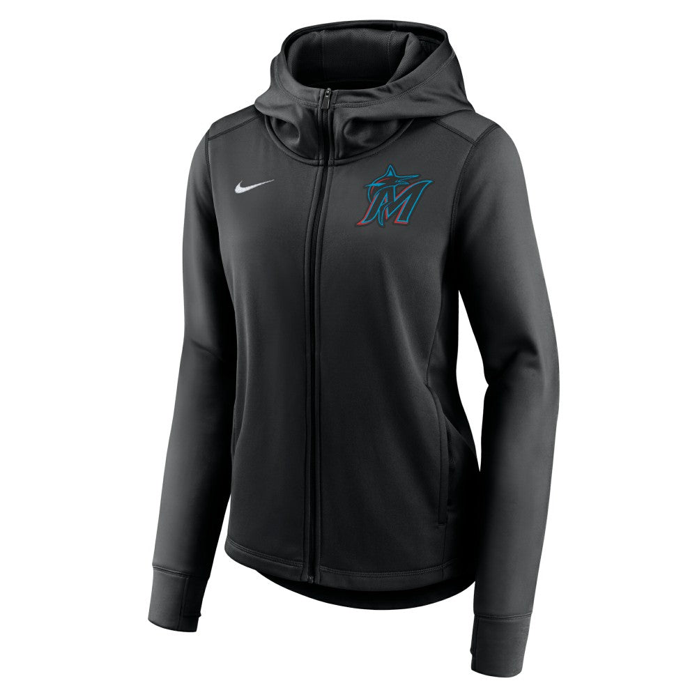 Miami Marlins Women's Authentic Collection Baseball Performance Full-Zip Hoodie - Black | Nike