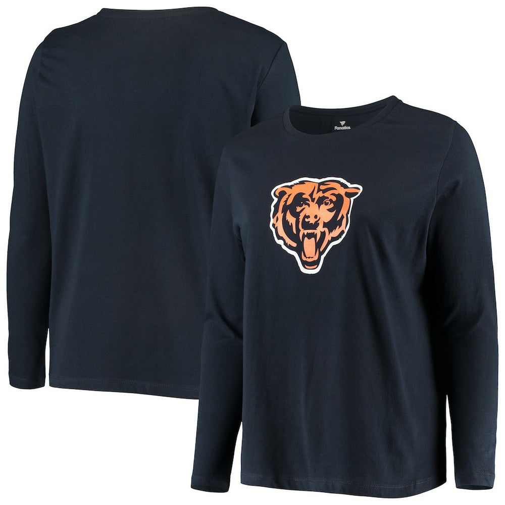Chicago Bears Women's Plus Size Primary Logo Long Sleeve Scoop Neck T-Shirt - Navy on sale