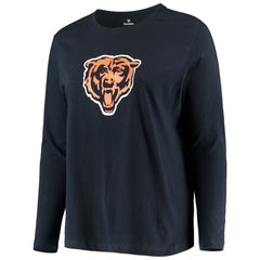 Chicago Bears Women's Plus Size Primary Logo Long Sleeve Scoop Neck T-Shirt - Navy on sale