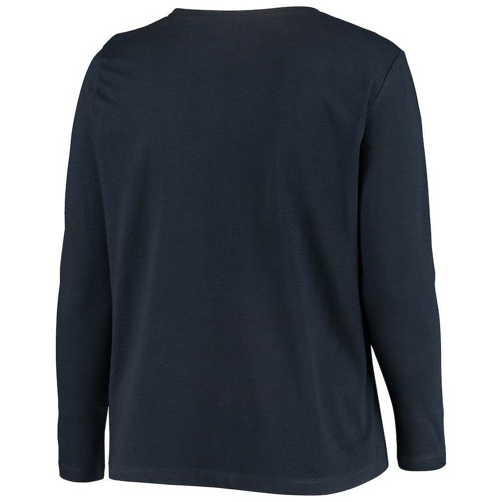 Chicago Bears Women's Plus Size Primary Logo Long Sleeve Scoop Neck T-Shirt - Navy on sale