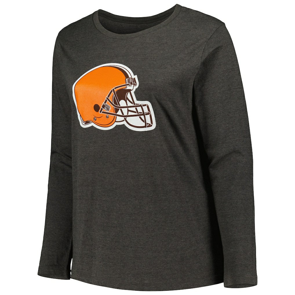 Cleveland Browns Women's Plus Size Primary Logo Long Sleeve Scoop Neck T-Shirt - Charcoal sale