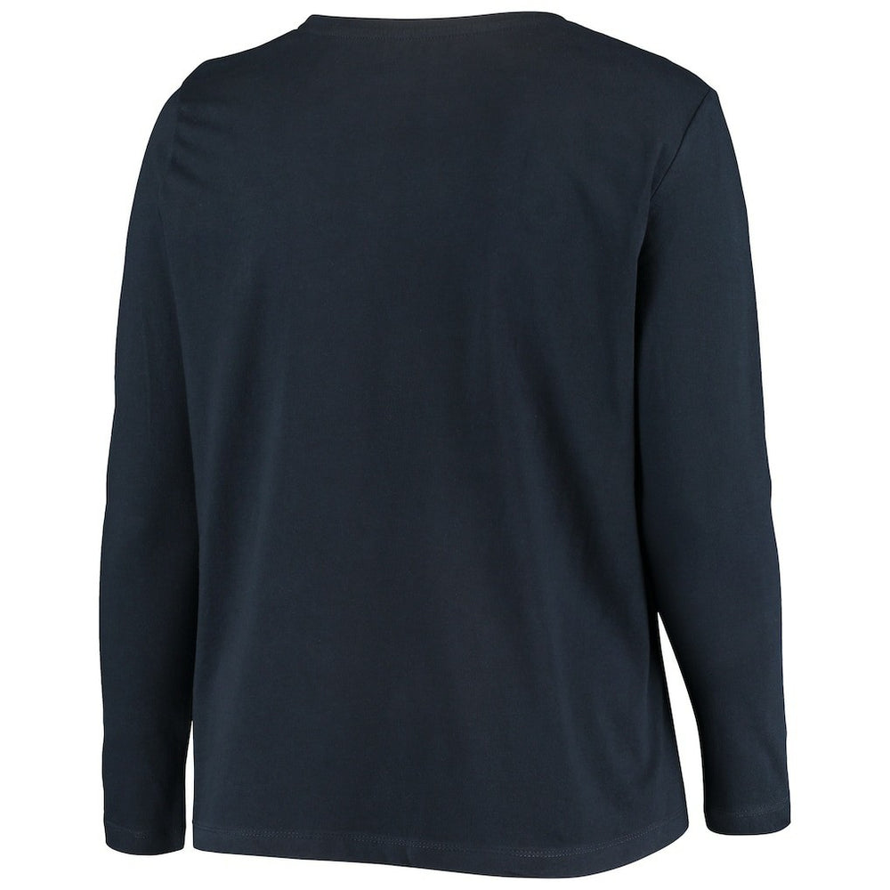 New England Patriots Women's Plus Size Primary Logo Long Sleeve Scoop Neck T-Shirt - Navy for sale