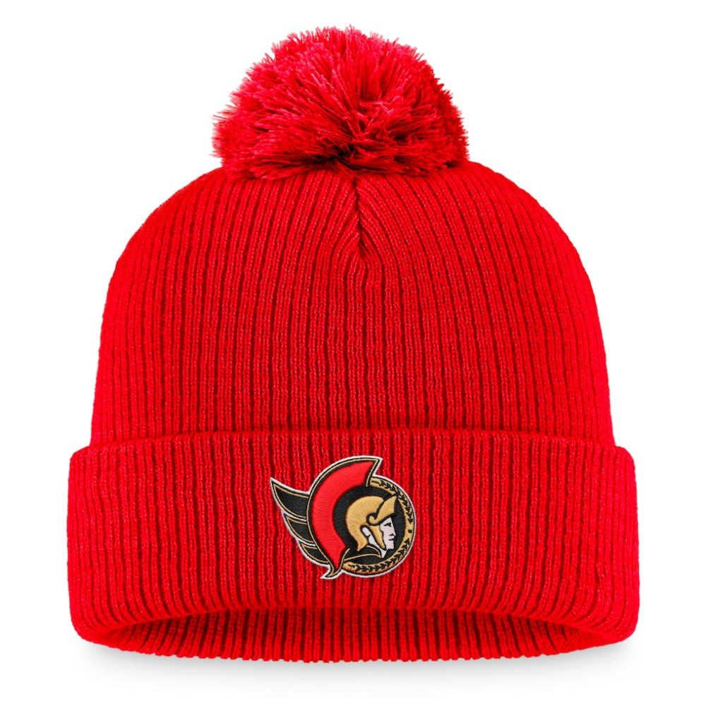 Ottawa Senators Fanatics Core Primary Logo Cuffed Knit Hat with Pom Red