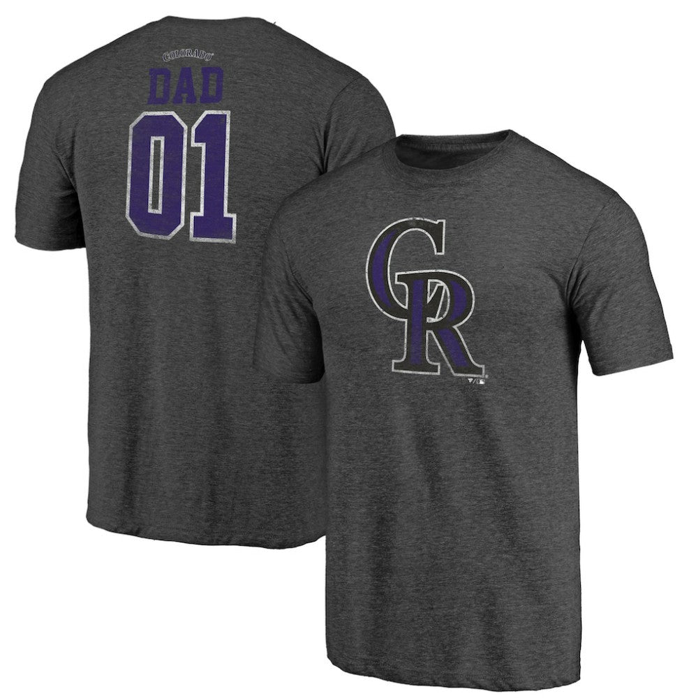 Colorado Rockies Father's Day Greatest Dad Tri-Blend T-Shirt - Black
