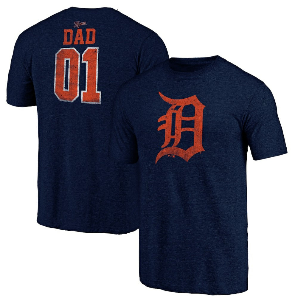 Detroit Tigers Father's Day Greatest Dad Tri-Blend T-Shirt - Navy