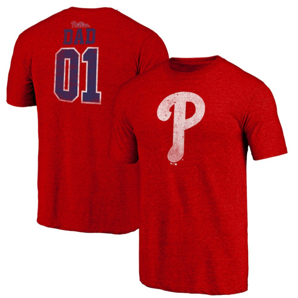 Philadelphia Phillies Father's Day Greatest Dad Tri-Blend T-Shirt - Red
