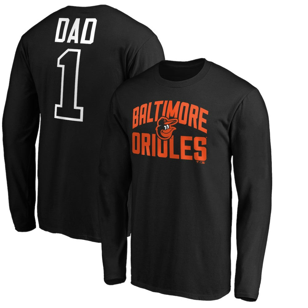 Baltimore Orioles Father's Day #1 Dad Long Sleeve T-Shirt - Black