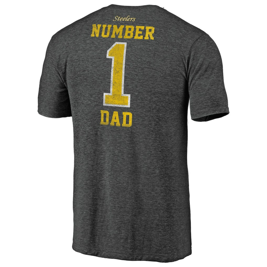 Pittsburgh Steelers #1 Dad Team Logo T-Shirt - Charcoal for sale