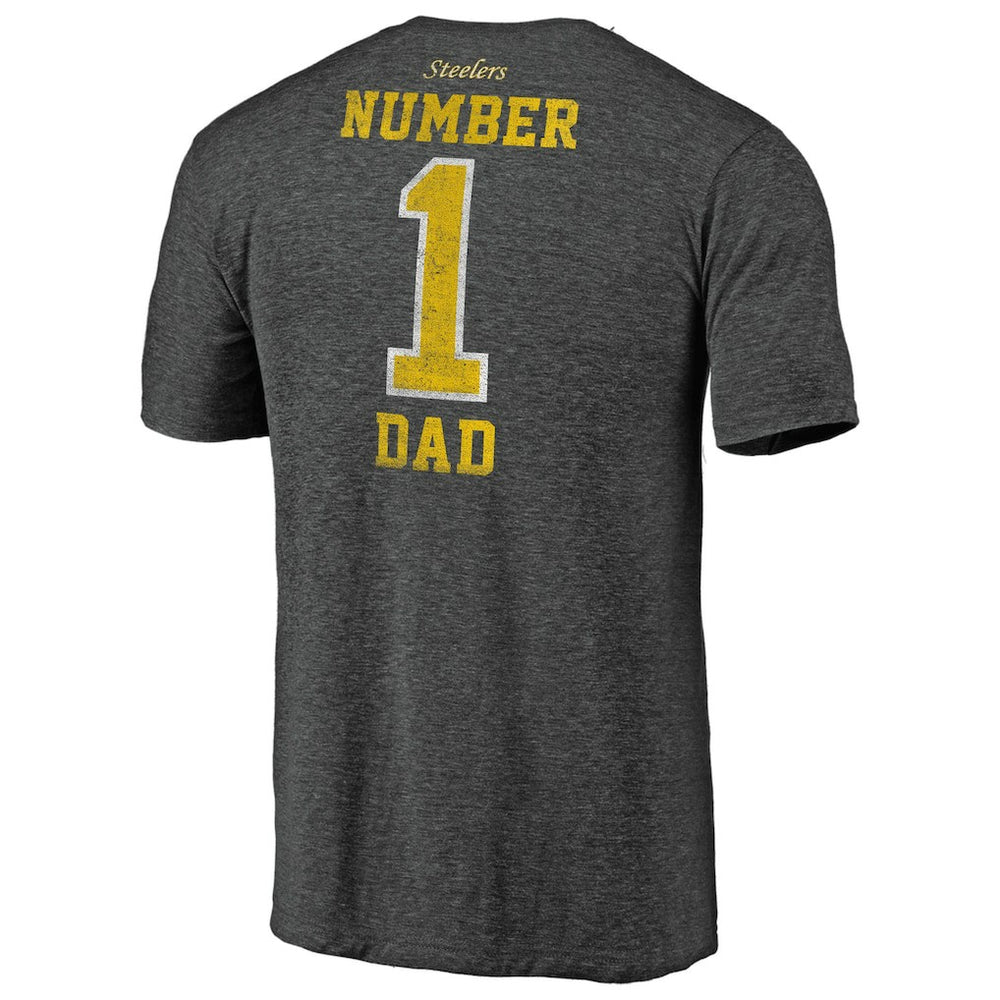Pittsburgh Steelers #1 Dad Team Logo T-Shirt - Charcoal for sale