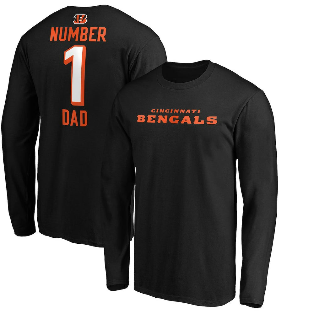 Cincinnati Bengals #1 Dad Long Sleeve Team Logo T-Shirt - Black sale
