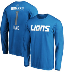 Detroit Lions #1 Dad Long Sleeve Team Logo T-Shirt - Blue outlet