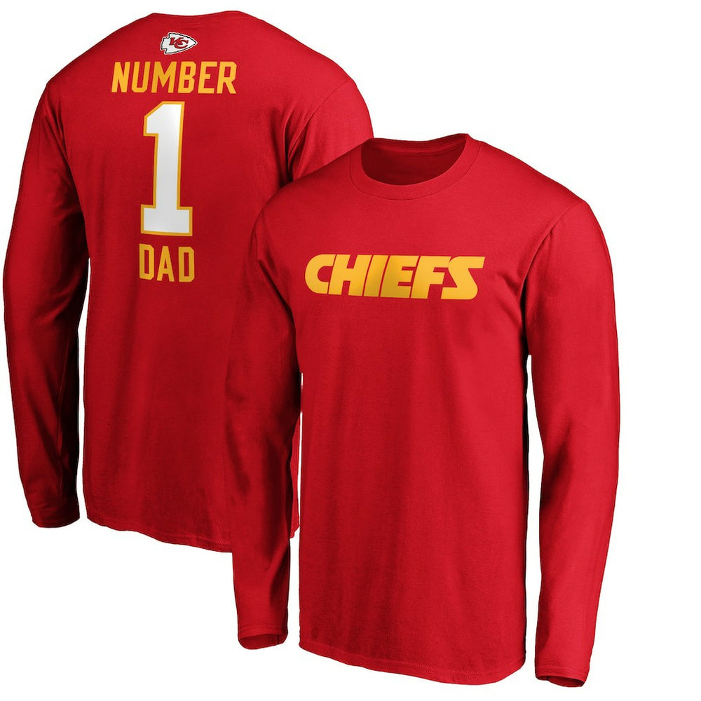 Kansas City Chiefs #1 Dad Long Sleeve Team Logo T-Shirt - Red sale