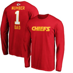 Kansas City Chiefs #1 Dad Long Sleeve Team Logo T-Shirt - Red sale