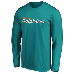 Miami Dolphins #1 Dad Long Sleeve Team Logo T-Shirt - Aqua outlet