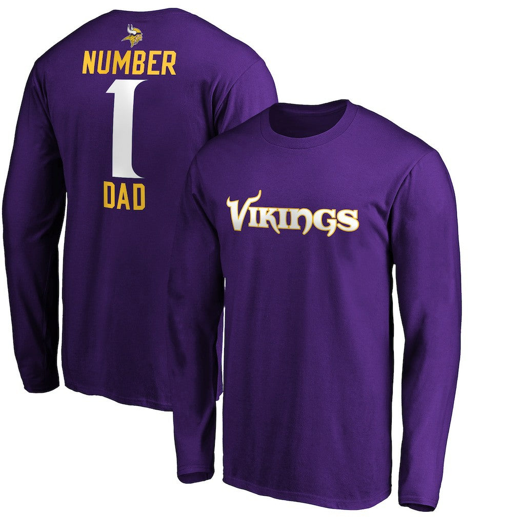 Minnesota Vikings #1 Dad Long Sleeve Team Logo T-Shirt - Purple sale