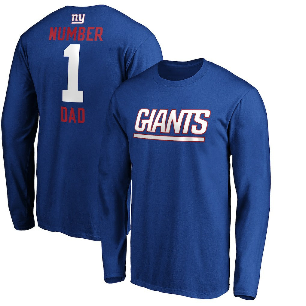 New York Giants #1 Dad Long Sleeve Team Logo T-Shirt - Royal sale