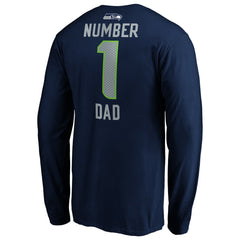 Seattle Seahawks #1 Dad Long Sleeve Team Logo T-Shirt - College Navy for sale