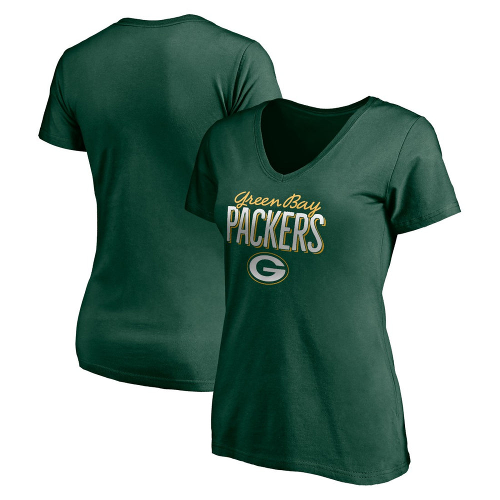 Green Bay Packers Women's Nostalgia V-Neck T-Shirt - Green for sale