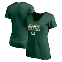 Green Bay Packers Women's Nostalgia V-Neck T-Shirt - Green for sale