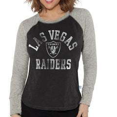Las Vegas Raiders Touch Women's Waffle Raglan Lightweight Long Sleeve T-Shirt - Black for sale