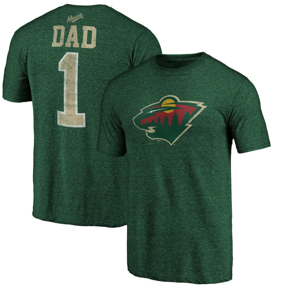 Minnesota Wild Greatest Dad Tri-Blend T-Shirt Green