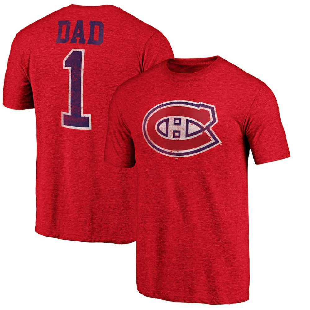 Montreal Canadiens Greatest Dad Tri-Blend T-Shirt Red
