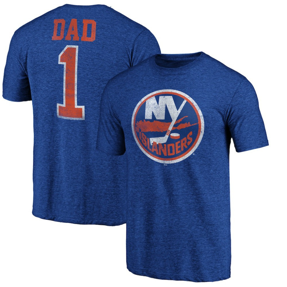 New York Islanders Greatest Dad Tri-Blend T-Shirt Royal