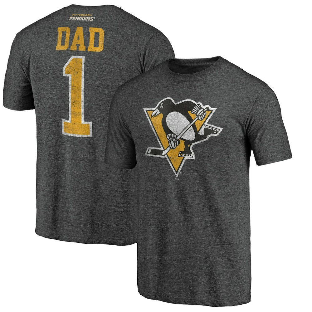 Pittsburgh Penguins Greatest Dad Tri-Blend T-Shirt Charcoal