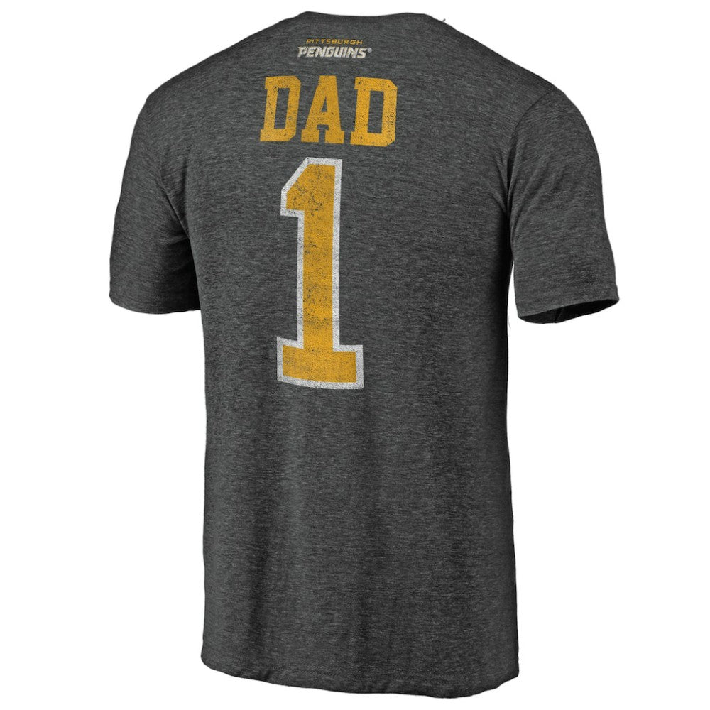 Pittsburgh Penguins Greatest Dad Tri-Blend T-Shirt Charcoal