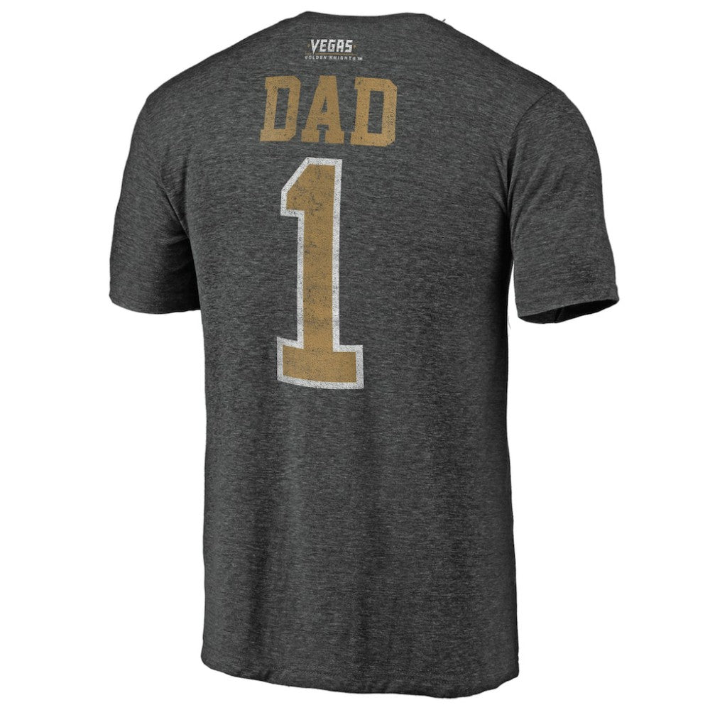 Vegas Golden Knights Greatest Dad Tri-Blend T-Shirt Charcoal