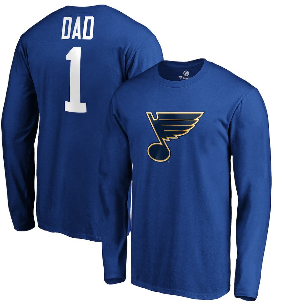 St. Louis Blues #1 Dad Long Sleeve T-Shirt Blue