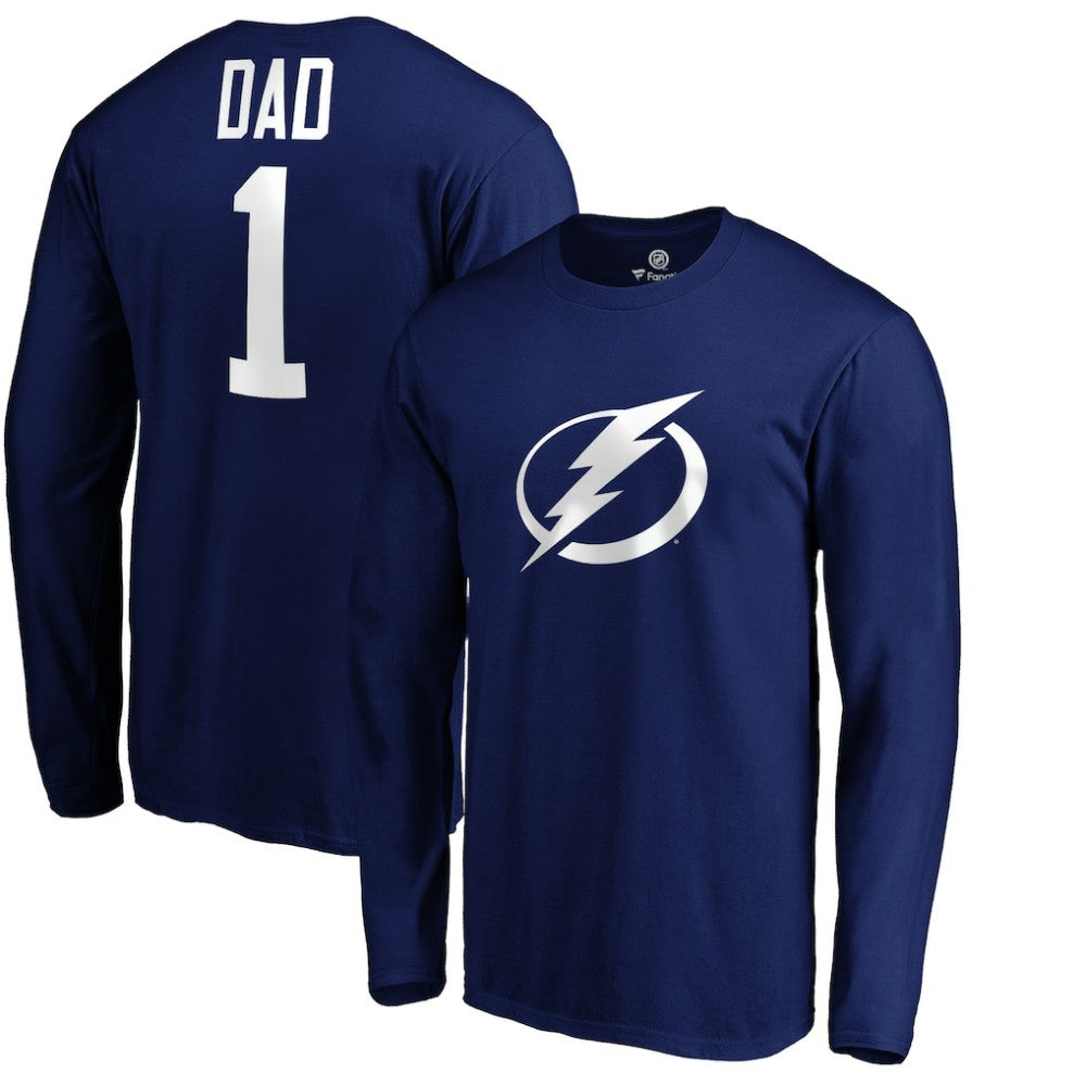 Tampa Bay Lightning #1 Dad Long Sleeve T-Shirt Blue