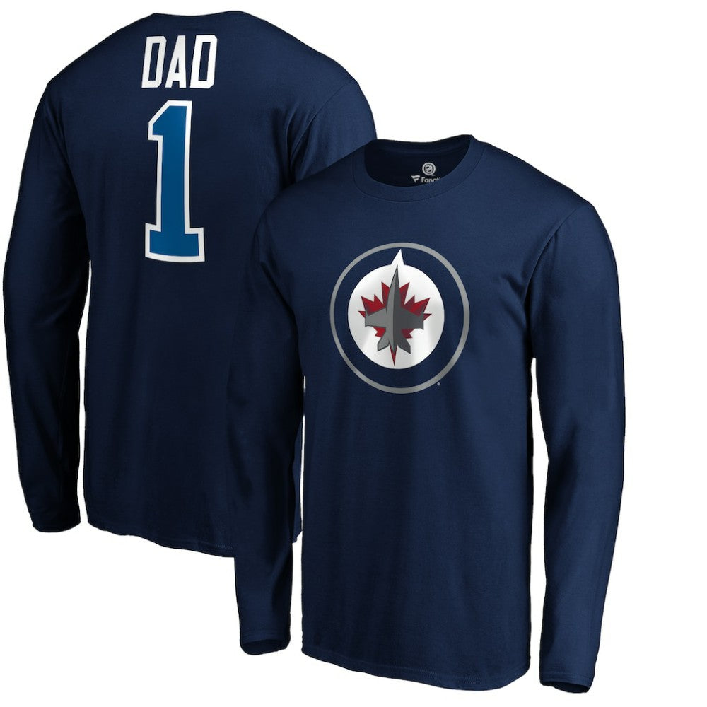 Winnipeg Jets #1 Dad Long Sleeve T-Shirt Navy
