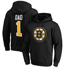 Boston Bruins #1 Dad Pullover Hoodie Black
