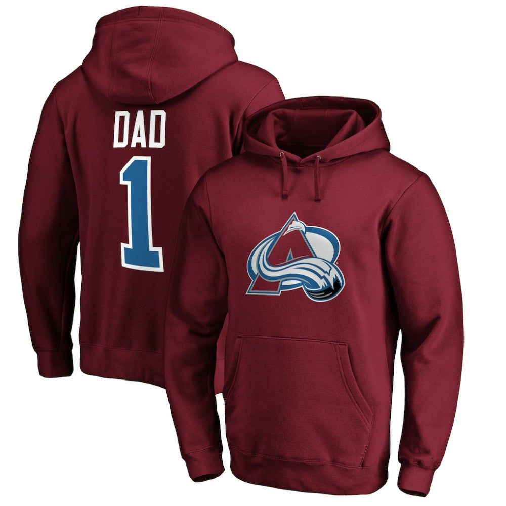 Colorado Avalanche #1 Dad Pullover Hoodie Burgundy