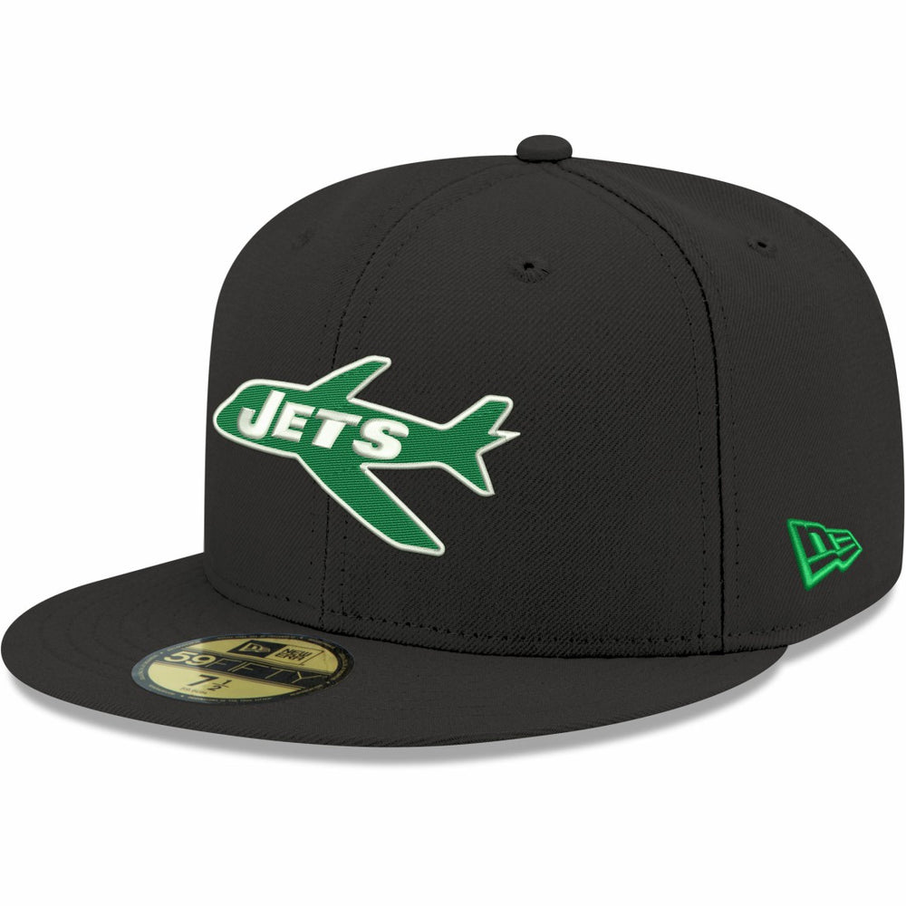 New York Jets New Era Omaha Throwback 59FIFTY Fitted Hat - Black for sale