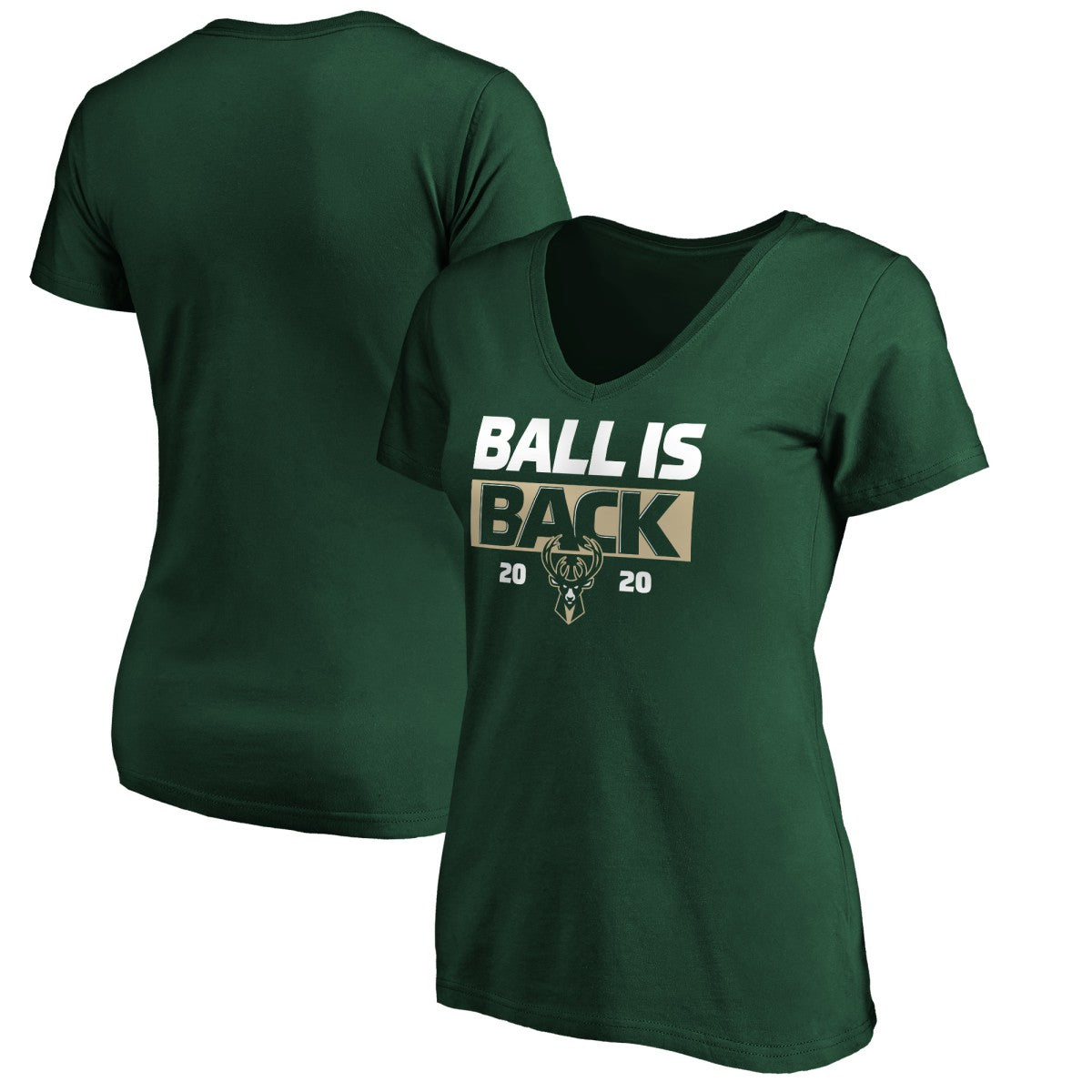 Milwaukee Bucks Women's Ball Is Back V-Neck T-Shirt - Green online