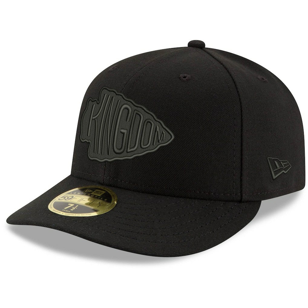 Kansas City Chiefs New Era Alternate Logo Black on Black Low Profile 59FIFTY II Fitted Hat - Black discount