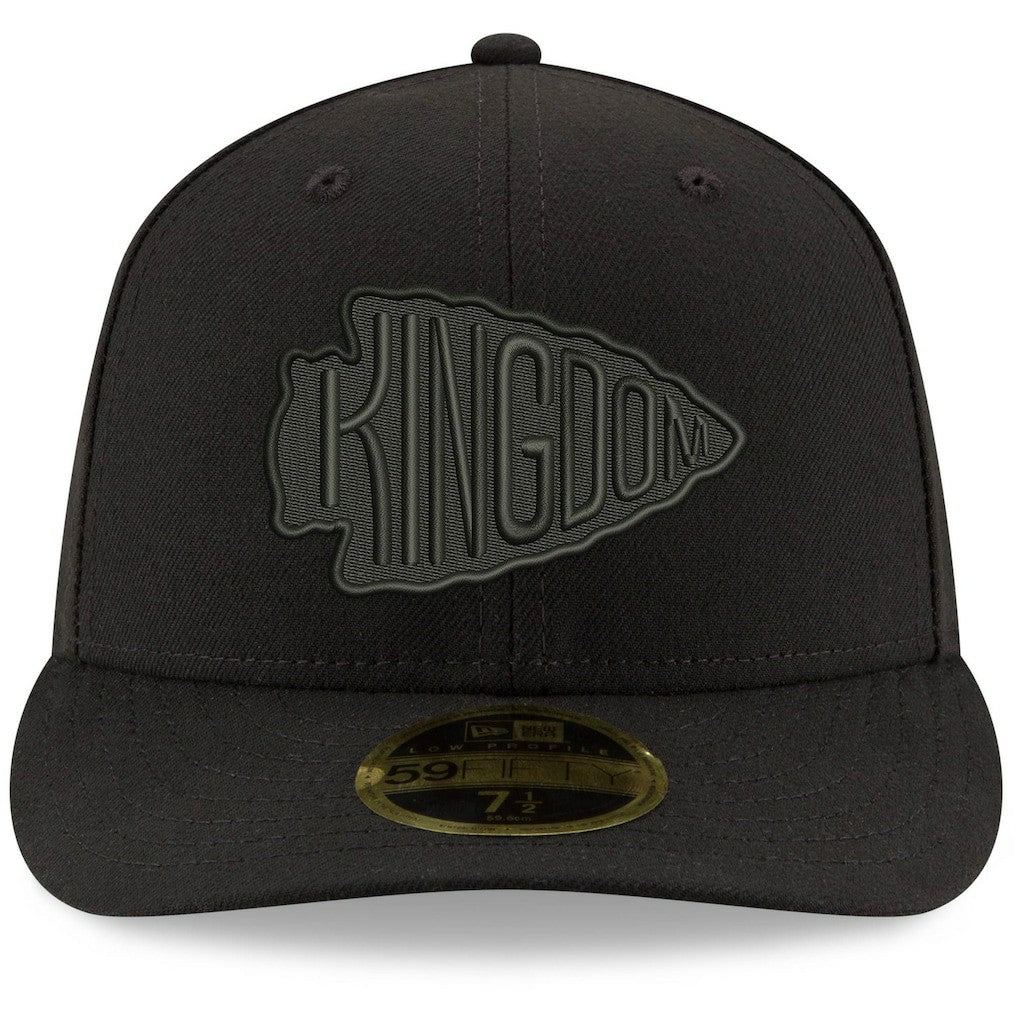 Kansas City Chiefs New Era Alternate Logo Black on Black Low Profile 59FIFTY II Fitted Hat - Black discount