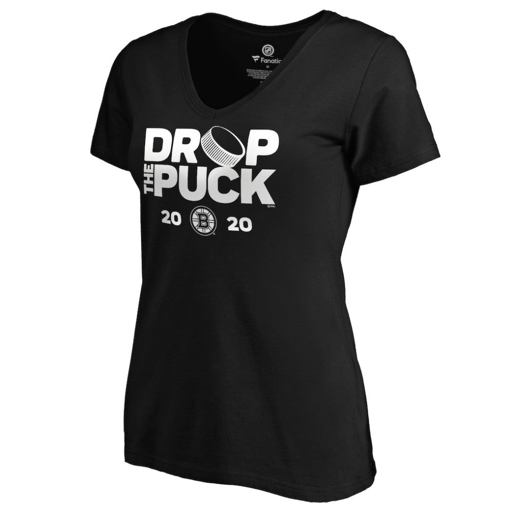 Boston Bruins Women's Drop the Puck V-Neck T-Shirt Black