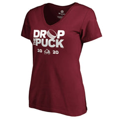 Colorado Avalanche Women's Drop the Puck V-Neck T-Shirt Garnet