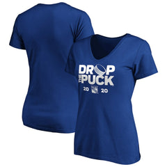 New York Rangers Women's Drop the Puck V-Neck T-Shirt Royal