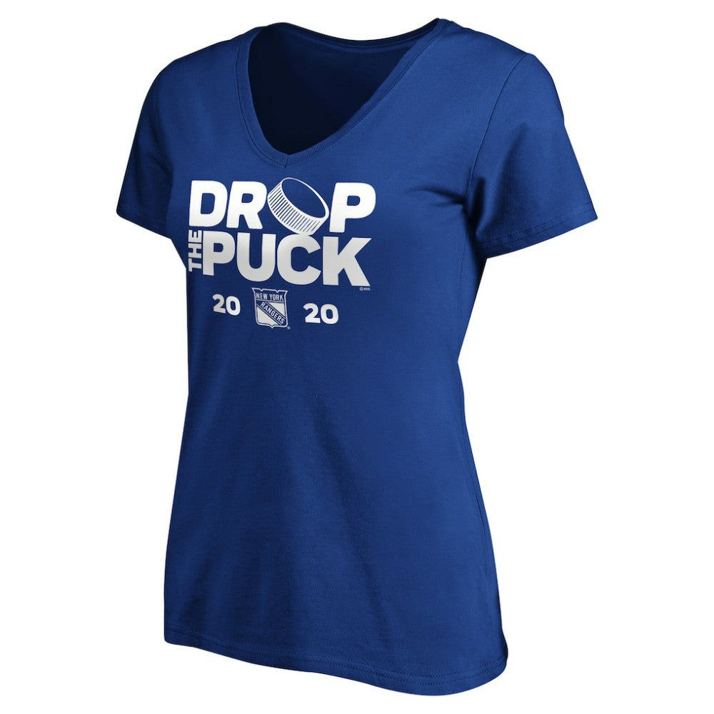 New York Rangers Women's Drop the Puck V-Neck T-Shirt Royal