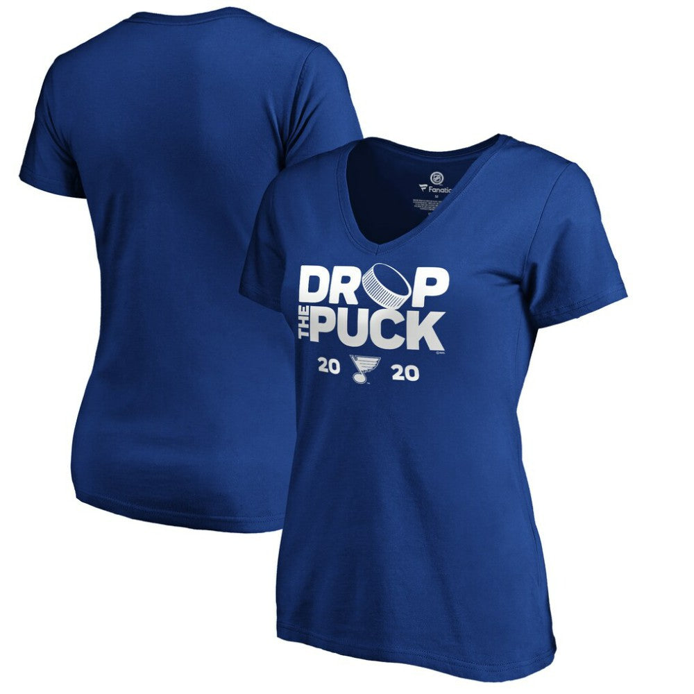 St. Louis Blues Women's Drop the Puck V-Neck T-Shirt Royal