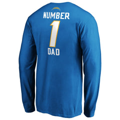 Los Angeles Chargers #1 Dad Long Sleeve Team Logo T-Shirt - Light Blue cheap
